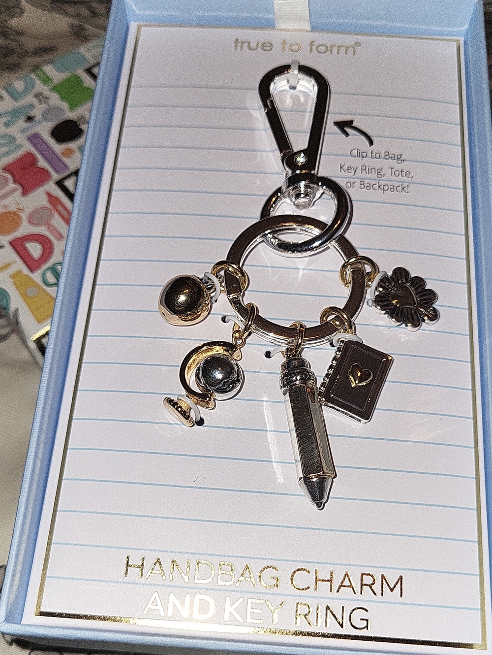 True to Form Teacher Handbag Charm Key Ring Ti M
